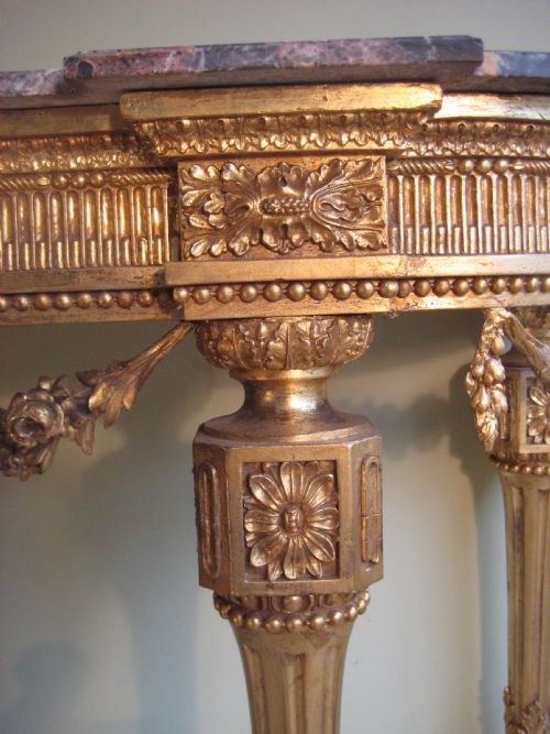 19TH CENTURY LOUIS XVI STYLE GILT CONSOLE TABLE - ADDITIONAL PHOTO 4