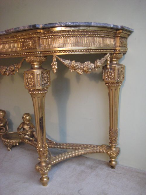 19TH CENTURY LOUIS XVI STYLE GILT CONSOLE TABLE - ADDITIONAL PHOTO 5