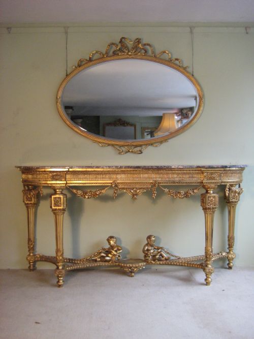 19TH CENTURY LOUIS XVI STYLE GILT CONSOLE TABLE - ADDITIONAL PHOTO 9