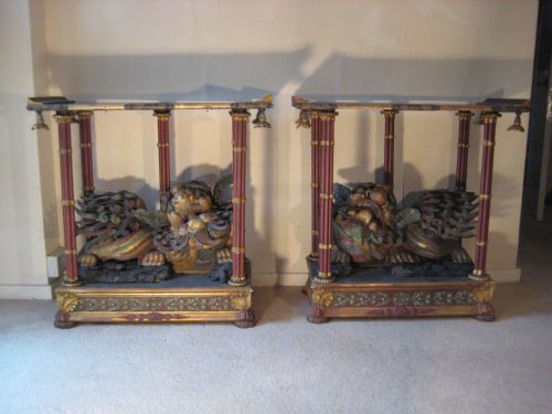 pair of chinese 'dog of fo' tables - CATEGORY: ANTIQUE TABLES - DATED 1900