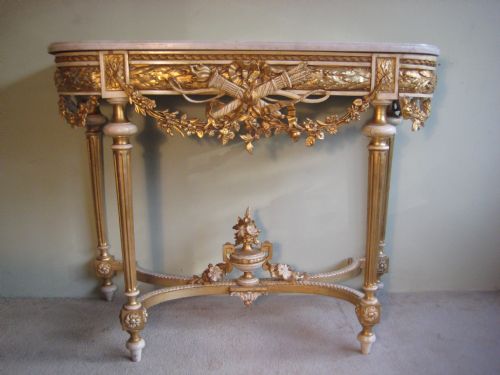 french 19th century louis xvi style gilt console table - CATEGORY: ANTIQUE TABLES - DATED 1880