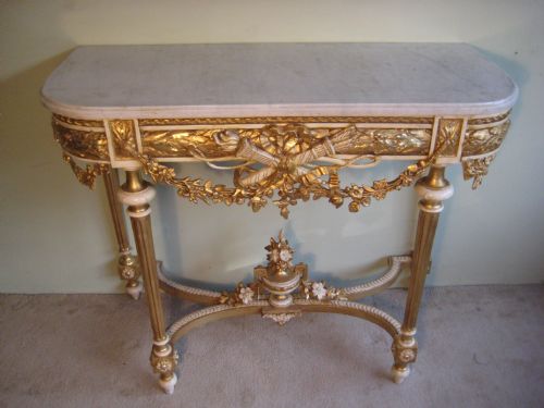 FRENCH 19TH CENTURY LOUIS XVI STYLE GILT CONSOLE TABLE - ADDITIONAL PHOTO 1