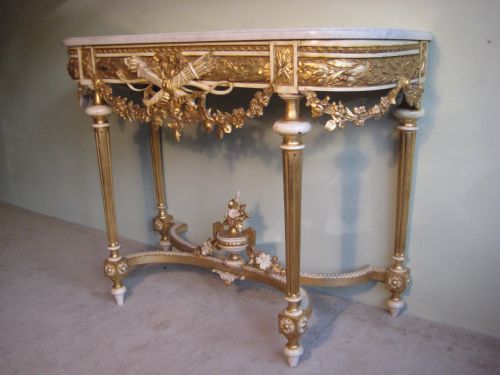 FRENCH 19TH CENTURY LOUIS XVI STYLE GILT CONSOLE TABLE - ADDITIONAL PHOTO 2