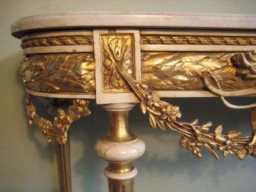 FRENCH 19TH CENTURY LOUIS XVI STYLE GILT CONSOLE TABLE - ADDITIONAL PHOTO 5