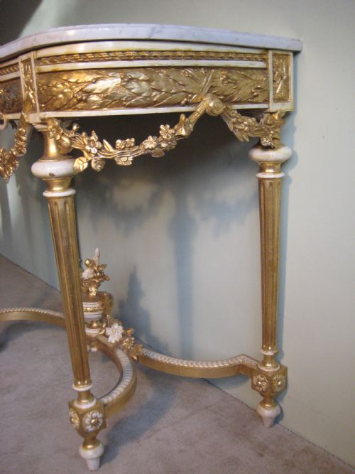 FRENCH 19TH CENTURY LOUIS XVI STYLE GILT CONSOLE TABLE - ADDITIONAL PHOTO 7