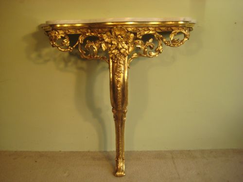 gilt marble top console table - CATEGORY: ANTIQUE TABLES - DATED 1880