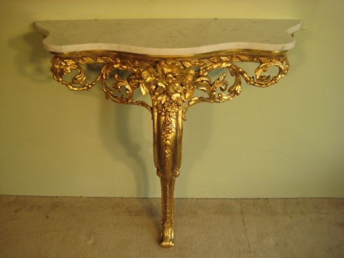GILT MARBLE TOP CONSOLE TABLE - ADDITIONAL PHOTO 1