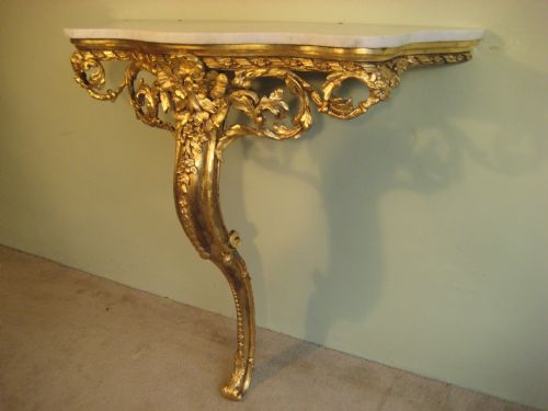 GILT MARBLE TOP CONSOLE TABLE - ADDITIONAL PHOTO 2