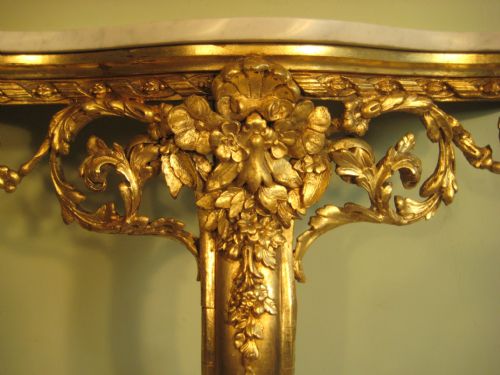 GILT MARBLE TOP CONSOLE TABLE - ADDITIONAL PHOTO 3