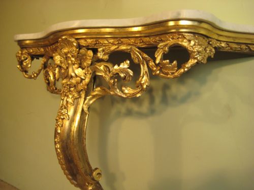 GILT MARBLE TOP CONSOLE TABLE - ADDITIONAL PHOTO 4