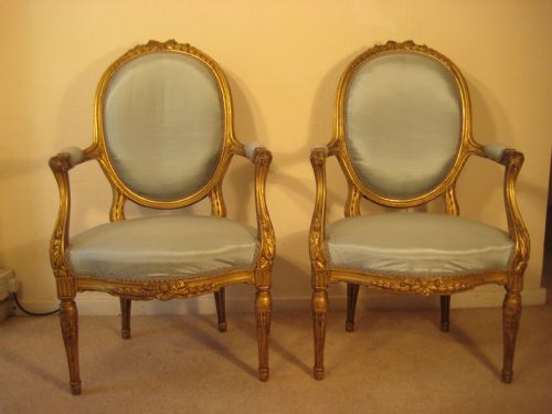pair french giltwood salon chairs - CATEGORY: ANTIQUE CHAIRS - DATED 1880