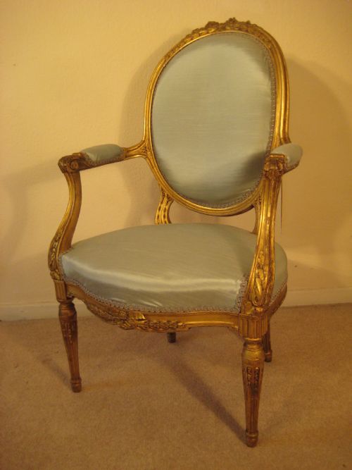 PAIR FRENCH GILTWOOD SALON CHAIRS - ADDITIONAL PHOTO 2
