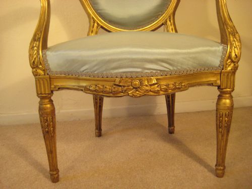 PAIR FRENCH GILTWOOD SALON CHAIRS - ADDITIONAL PHOTO 4