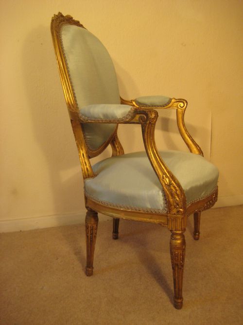 PAIR FRENCH GILTWOOD SALON CHAIRS - ADDITIONAL PHOTO 5