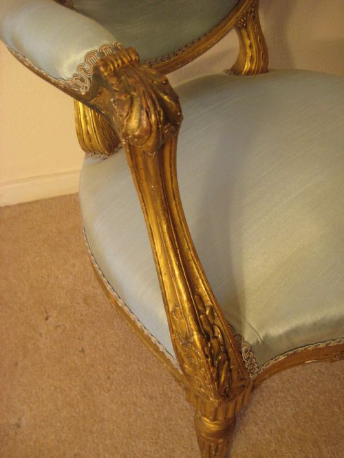 PAIR FRENCH GILTWOOD SALON CHAIRS - ADDITIONAL PHOTO 7