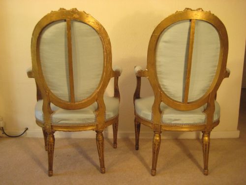 PAIR FRENCH GILTWOOD SALON CHAIRS - ADDITIONAL PHOTO 11