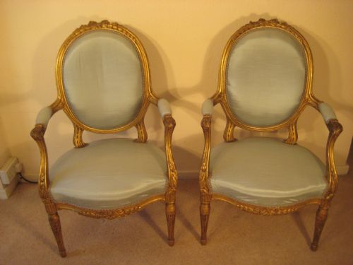 PAIR FRENCH GILTWOOD SALON CHAIRS - ADDITIONAL PHOTO 13