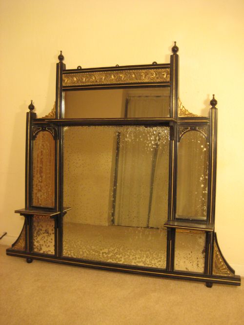ebonised and parcelgilt overmantel - CATEGORY: ANTIQUE MIRRORS - DATED 1880