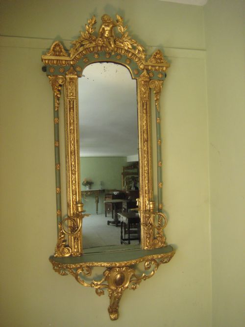 painted and parcelgilt bracket mirror - CATEGORY: ANTIQUE MIRRORS - DATED 1860