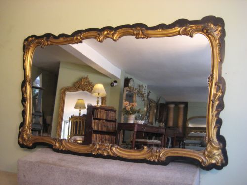 ebonised and gilt overmantle - CATEGORY: ANTIQUE MIRRORS - DATED 1860