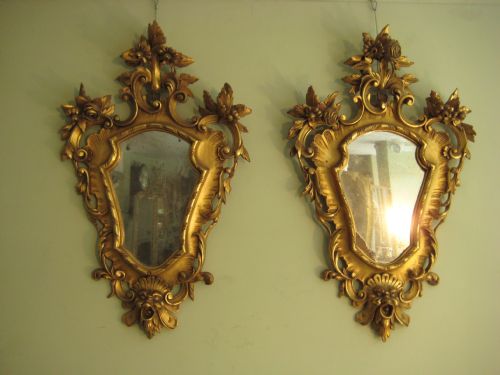 pair italian giltwood mirrors - CATEGORY: ANTIQUE MIRRORS - DATED 1910