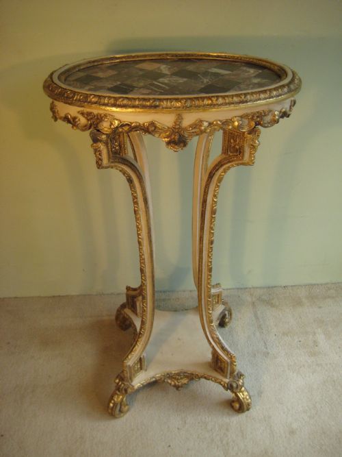 painted and parcelgilt specimen marble top table - CATEGORY: ANTIQUE TABLES - DATED 1880