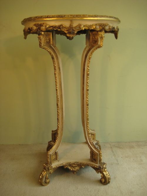 PAINTED AND PARCELGILT SPECIMEN MARBLE TOP TABLE - ADDITIONAL PHOTO 1