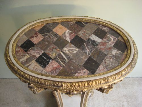 PAINTED AND PARCELGILT SPECIMEN MARBLE TOP TABLE - ADDITIONAL PHOTO 5