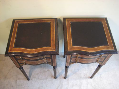 PAIR BURR WALNUT AND EBONISED BEDSIDE CABINETS - ADDITIONAL PHOTO 4