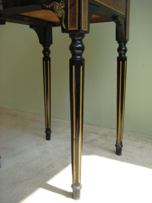 PAIR BURR WALNUT AND EBONISED BEDSIDE CABINETS - ADDITIONAL PHOTO 5