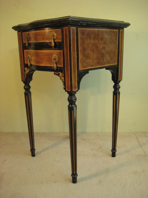 PAIR BURR WALNUT AND EBONISED BEDSIDE CABINETS - ADDITIONAL PHOTO 6