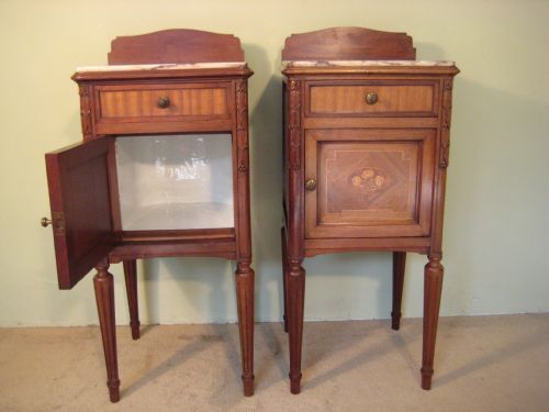 PAIR FRENCH LOUIS XVI STYLE BEDSIDE CABINETS - ADDITIONAL PHOTO 8