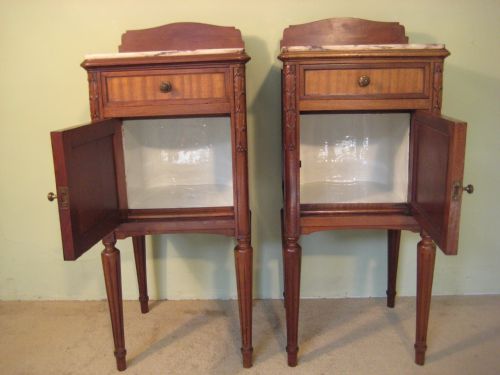 PAIR FRENCH LOUIS XVI STYLE BEDSIDE CABINETS - ADDITIONAL PHOTO 9