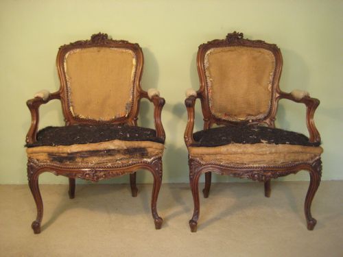 PAIR FRENCH LOUIS XV STYLE FAUTEUILS - ADDITIONAL PHOTO 1