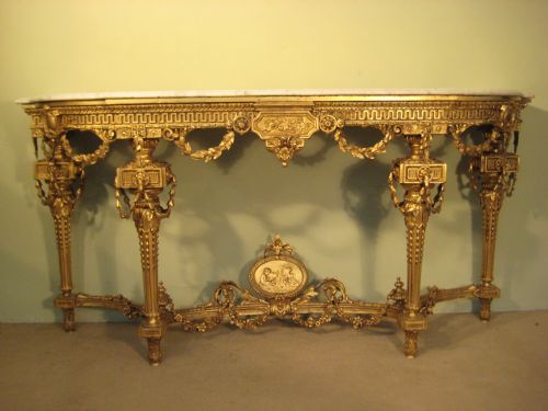 19th century gilt louis xvi style console table - CATEGORY: ANTIQUE TABLES - DATED 1860