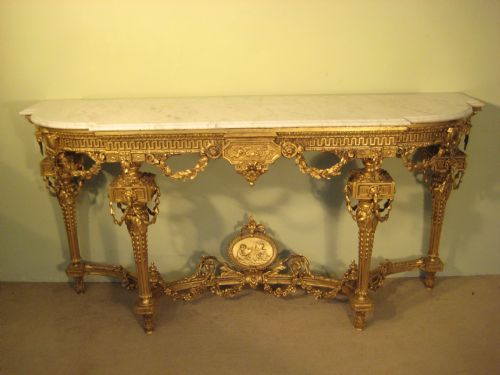 19TH CENTURY GILT LOUIS XVI STYLE CONSOLE TABLE - ADDITIONAL PHOTO 1
