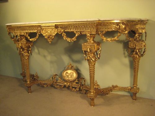 19TH CENTURY GILT LOUIS XVI STYLE CONSOLE TABLE - ADDITIONAL PHOTO 2