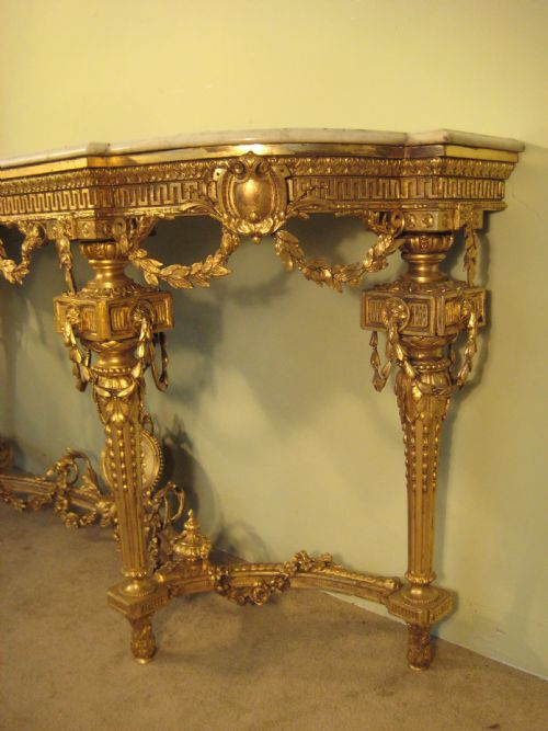 19TH CENTURY GILT LOUIS XVI STYLE CONSOLE TABLE - ADDITIONAL PHOTO 3