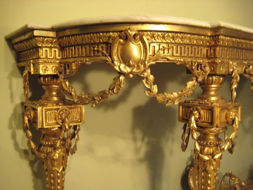 19TH CENTURY GILT LOUIS XVI STYLE CONSOLE TABLE - ADDITIONAL PHOTO 8