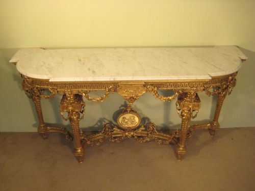 19TH CENTURY GILT LOUIS XVI STYLE CONSOLE TABLE - ADDITIONAL PHOTO 9