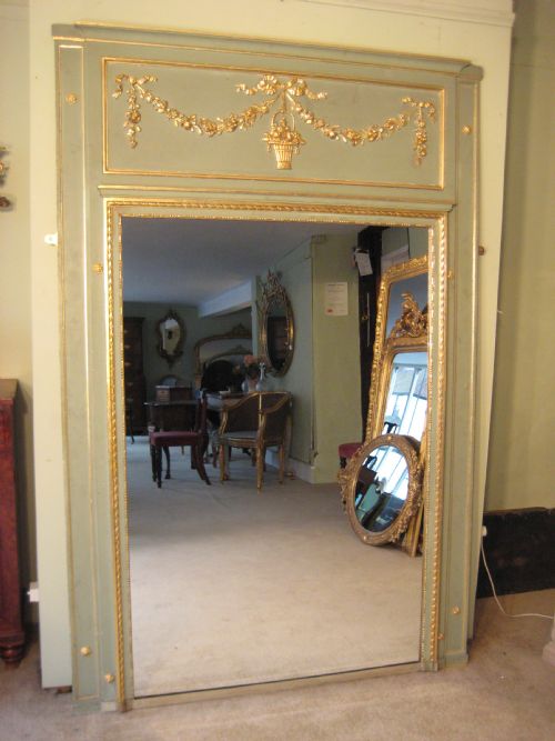 painted and parcelgilt louis xvi style trumeau - CATEGORY: ANTIQUE MIRRORS - DATED 1890