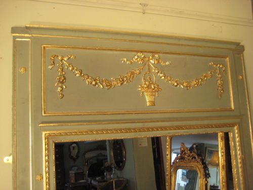 PAINTED AND PARCELGILT LOUIS XVI STYLE TRUMEAU - ADDITIONAL PHOTO 1