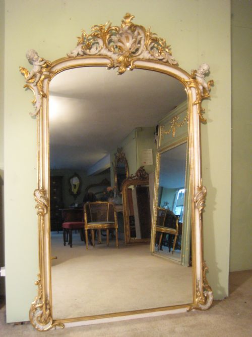 19th century french painted and parcelgilt mirror - CATEGORY: ANTIQUE MIRRORS - DATED 1880