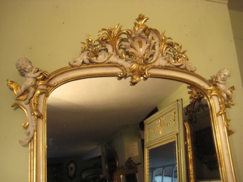 19TH CENTURY FRENCH PAINTED AND PARCELGILT MIRROR - ADDITIONAL PHOTO 1