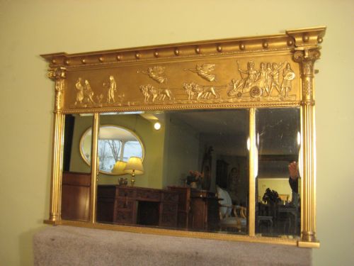 english gilt neoclassical overmantle - CATEGORY: ANTIQUE MIRRORS - DATED 1880