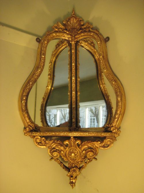pair gilt mirrored corner brackets - CATEGORY: ANTIQUE MIRRORS - DATED 1880