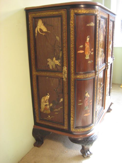 CHINESE HARDWOOD CABINET WITH SOAPSTONE PANELS - ADDITIONAL PHOTO 5