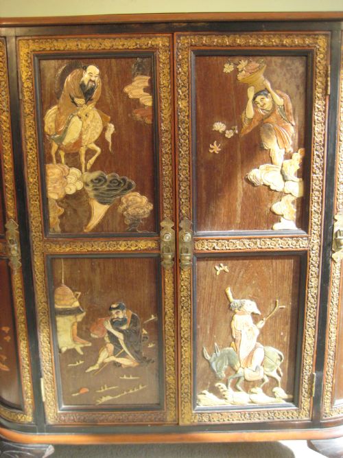 CHINESE HARDWOOD CABINET WITH SOAPSTONE PANELS - ADDITIONAL PHOTO 9