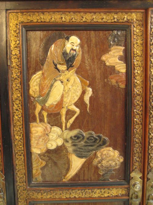 CHINESE HARDWOOD CABINET WITH SOAPSTONE PANELS - ADDITIONAL PHOTO 10