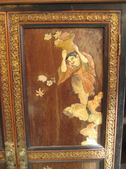 CHINESE HARDWOOD CABINET WITH SOAPSTONE PANELS - ADDITIONAL PHOTO 12